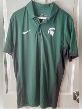 Nike Dri-FIT Michigan State Green Polo Shirt, Size Medium